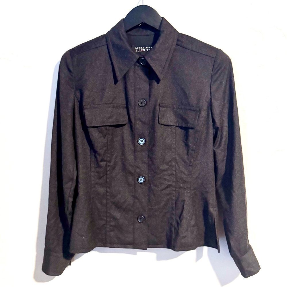 Ellen Tracy Size 2 Women's Gray Wool Shirt Jacket Shacket Size 2 Y2K 2000s